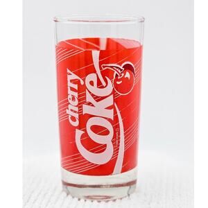Vintage Cherry Coke Glass 12 Oz Tumbler Retro 1980s Coca-Cola Collectible